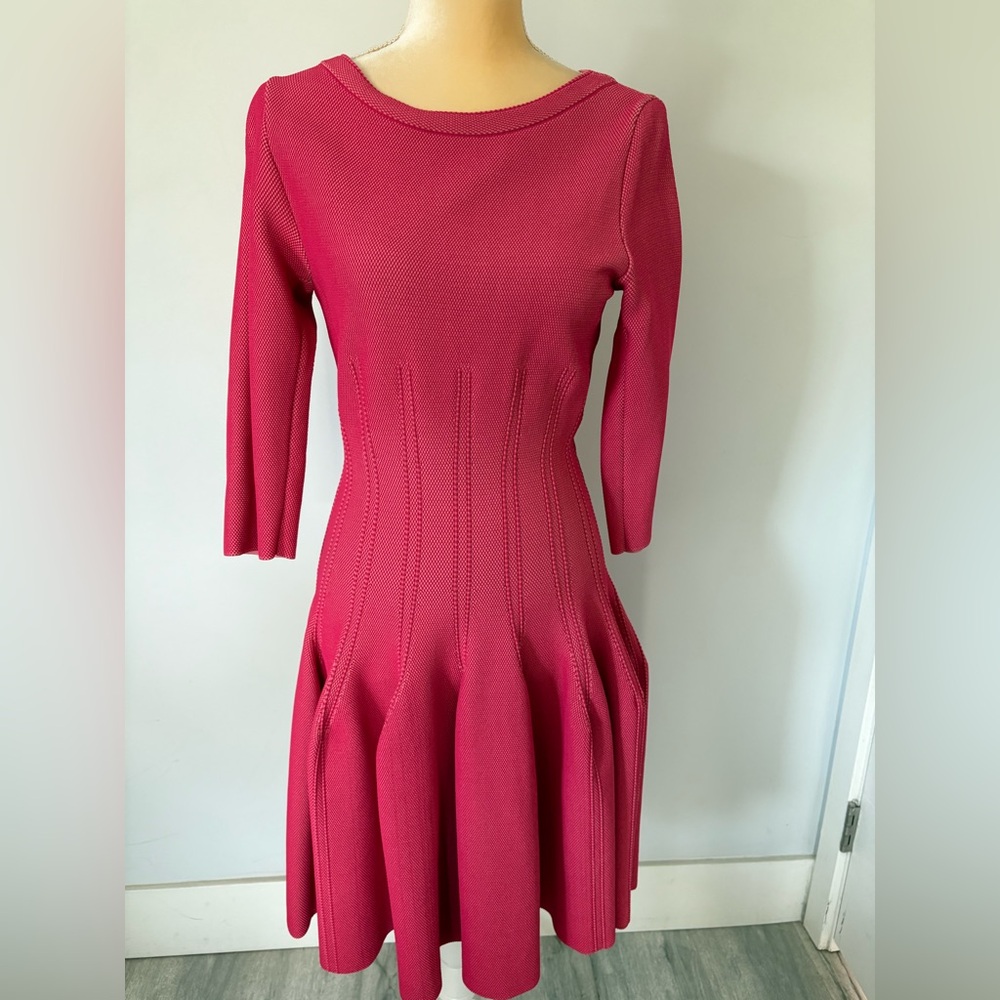 Alaia Paris Fuchsia Pink Fit and Flare Dress, Sz 38 Italian